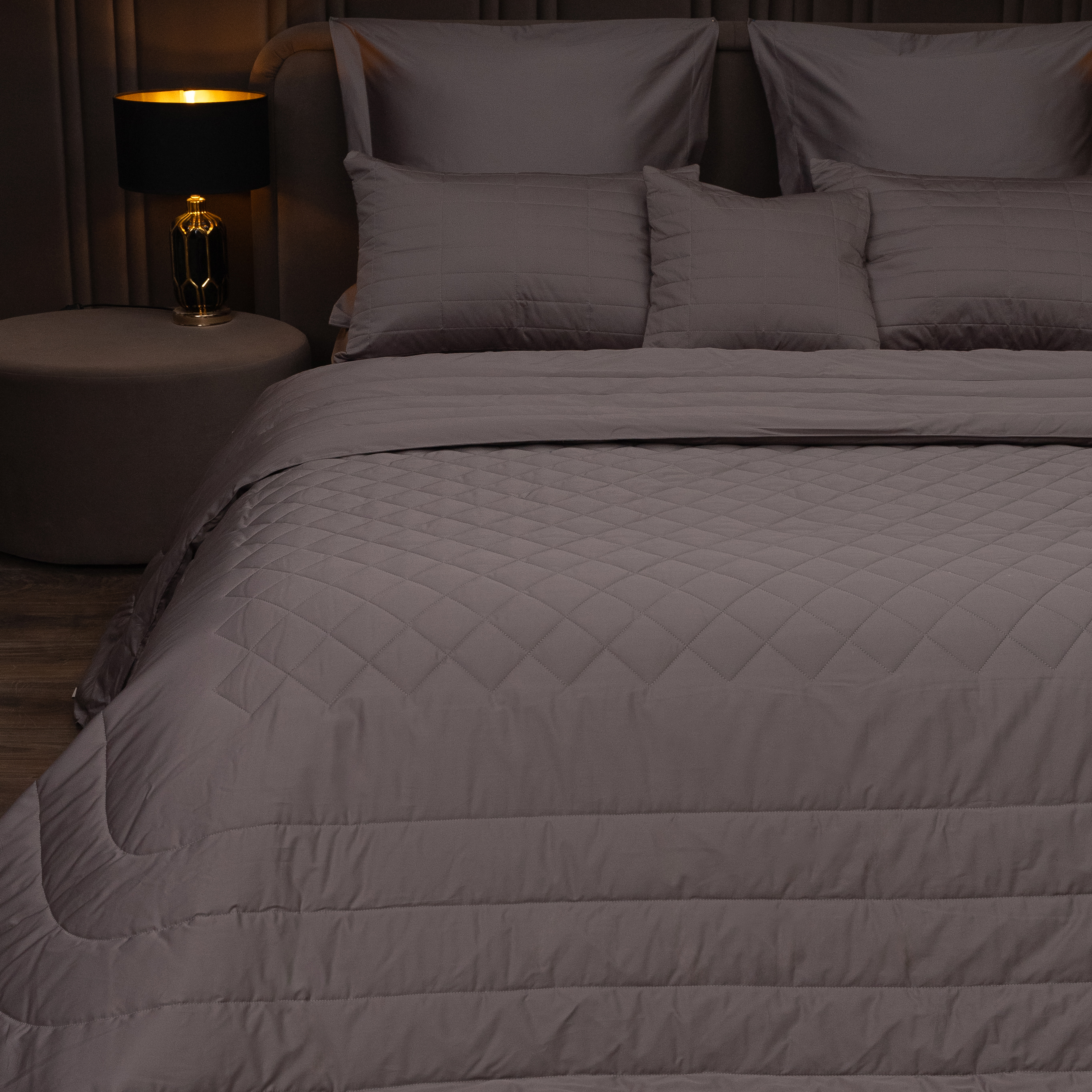 Одеяло с дизайнерской стежкой Ultra Satin 200гр Серо-коричневый DU015-2 фото