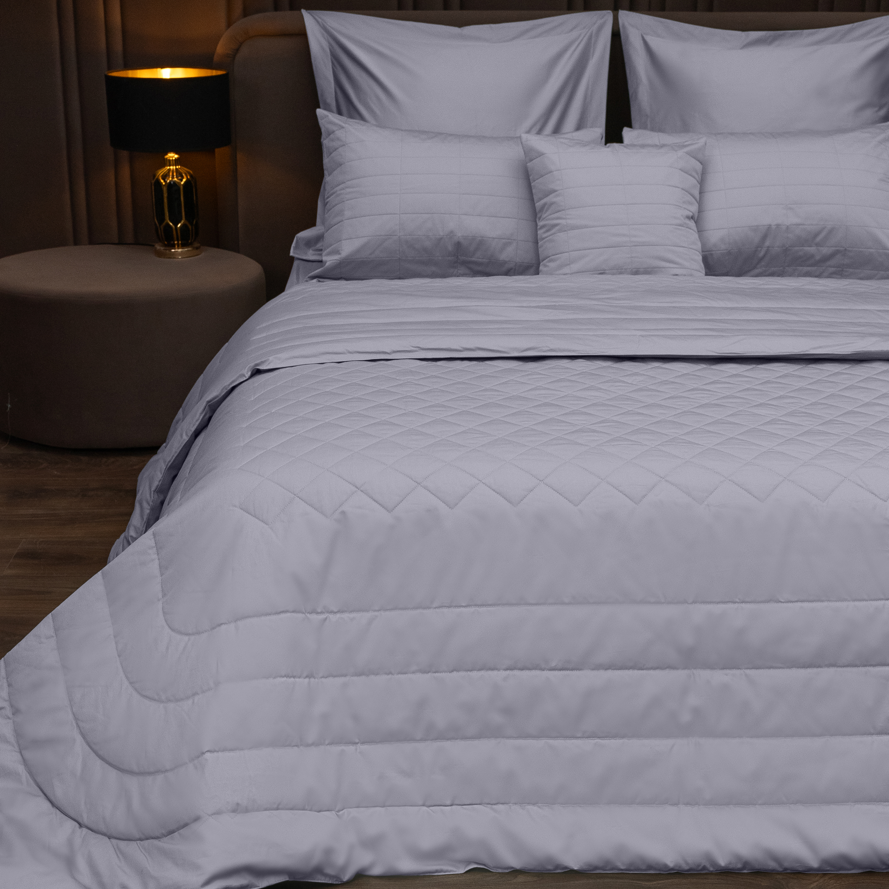 Одеяло с дизайнерской стежкой Ultra Satin 200гр Серо-голубой DU016-2 фото
