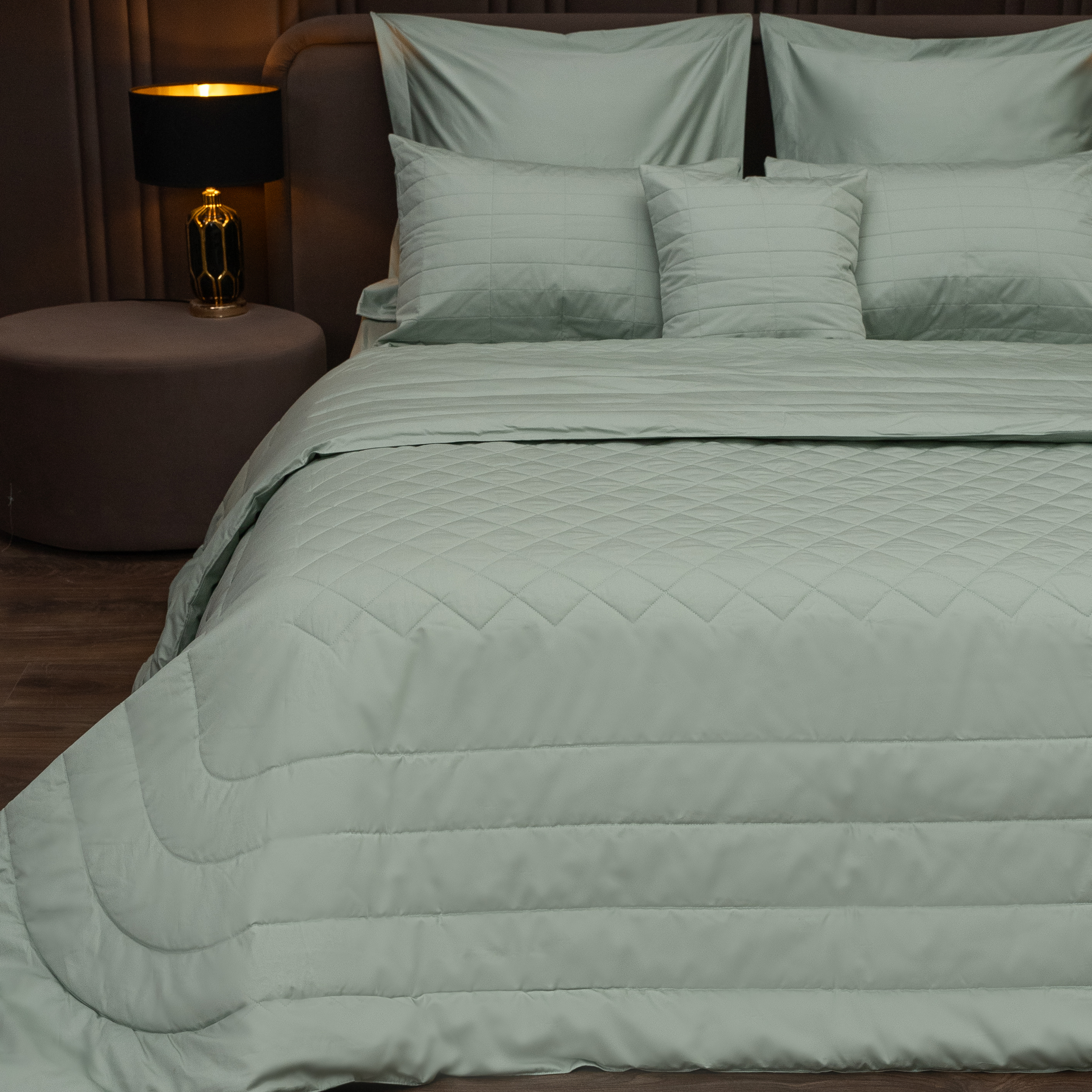 Одеяло с дизайнерской стежкой Ultra Satin 200гр Зелёный DU017-2 фото