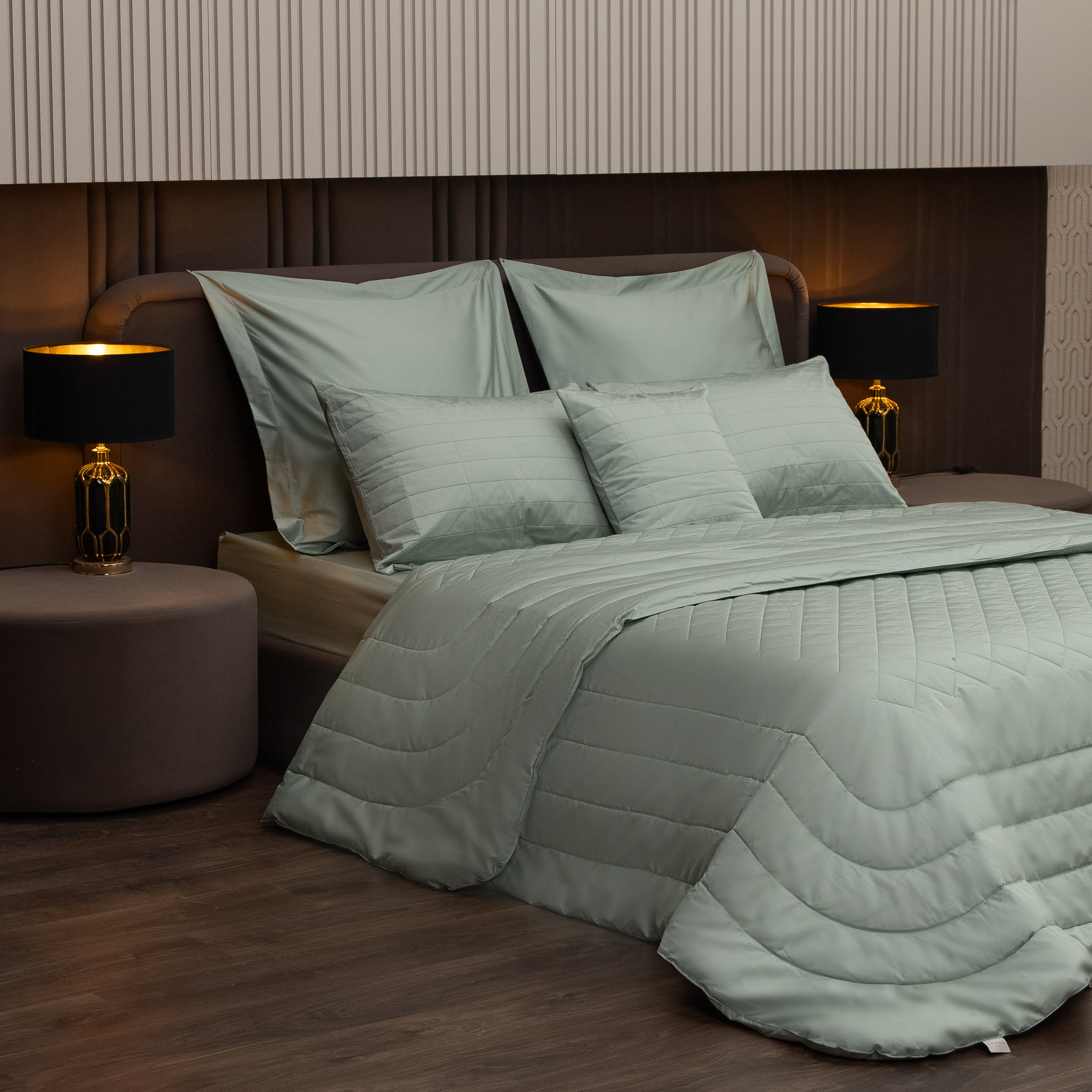 Одеяло с дизайнерской стежкой Ultra Satin 200гр Зелёный DU017-2 фото
